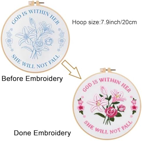 Louise Maelys Easter Tulip Rose Embroidery Kit for Beginners DIY