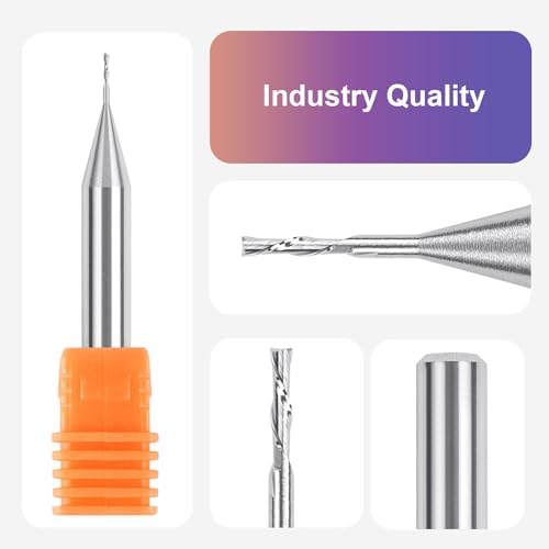 SpeTool 1/32 Inch Downcut Inlay Router Bit with 1/4 Inch Shank Carbide CNC Router Bit End Mill Woodworking Slot Carving Engraving Tool
