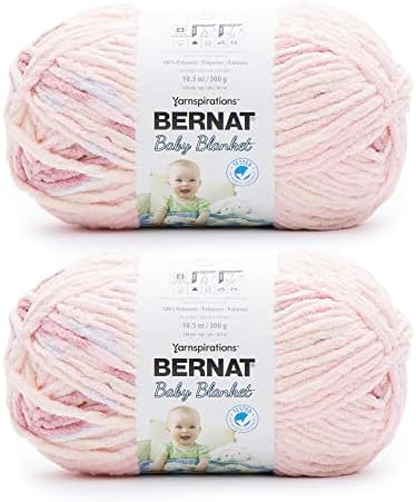 Bernat Baby Blanket Raspb Kisse Yarn - 300g/10.5oz - Polyester - 6 Super Bulky - 220 Yards - Knitting/Crochet, 2 Pack, RASPBERRY KISSES