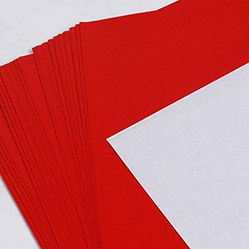 [Taro's Origami Studio] Standard 6 Inch One Sided Single Colors (Red) 50 Sheets (All Same Color) Square Easy Fold Premium Japanese Paper for Beginner