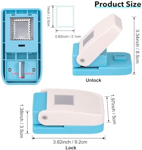 2 Pcs Stamp Punch, 1 Inch Square Hole Punch & 1 Inch Square Postage Stamps Punches, Stamps Shaped Paper Puncher, Stamp Cutter, Portable Lever Craft Punches for Paper Crafting DIY Scrapbooking