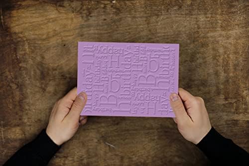 3-D Textured Impressions Background Embossing Folder, Happy Birthday Words Pattern Plastic Embossing Folder Template for Card Making Scrapbooking Paper Craft Album Stamps DIY Décor
