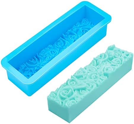 PH PandaHall Rose Loaf Mold, 22oz Flower Silicone Soap Molds 3D Embossed Crafts Mold Rectangle Resin Casting Molds for Handmade UV Resin Soap Candle Fondant Chocolate, 9.8x3.2x2.1inch 650ml