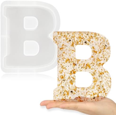 Gartful 7 Inch Large Letter Molds for Resin, 3D B Capital Alphabet Epoxy Resin Mold, A to Z Thick Resin Letter Molds for Making Letters, Word Sign Art, DIY Crafts, Making Cake, Party Home Decor