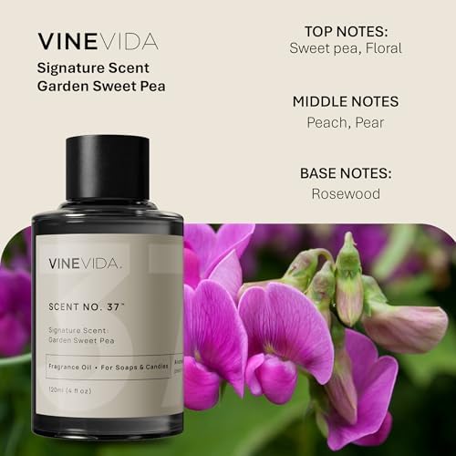 VINEVIDA [4oz] Garden Sweet Pea - Fragrance Oil for Candle & Soap Making - Natural Candle Scents Made in USA