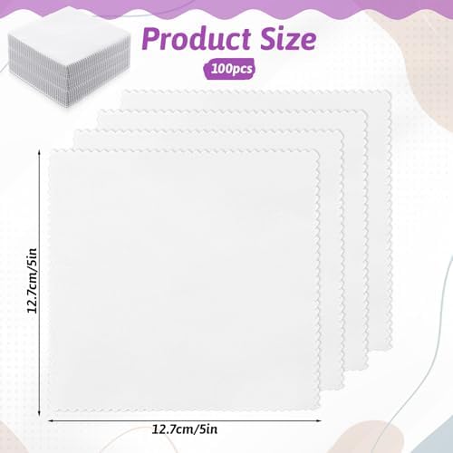 100 Pack 5-inch Cotton Fabric Squares, 5″ Precut Cotton Fabric Squares, Solids White Charm Pack, White