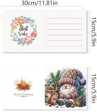 LSQFS 6 Pack Diamond Art Kits for Adults, Gnome Christmas Diamond Art Cards