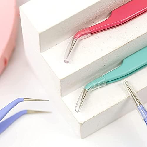 MAXLEAF 2PCS Stainless Tweezers Straight Curved Tweezers for Stickers