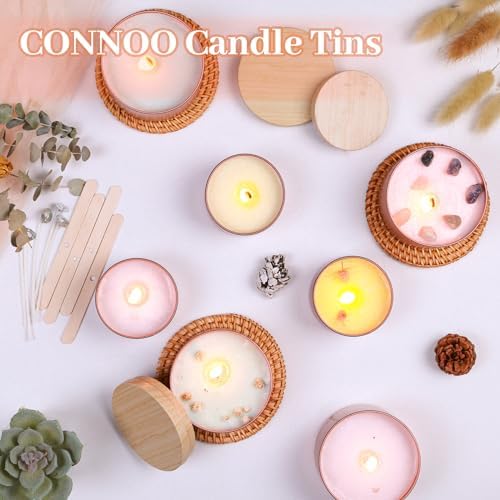 CONNOO 24 Pack - 12pcs 8oz & 12pcs 4oz Rose Gold Candle Tins with Lids