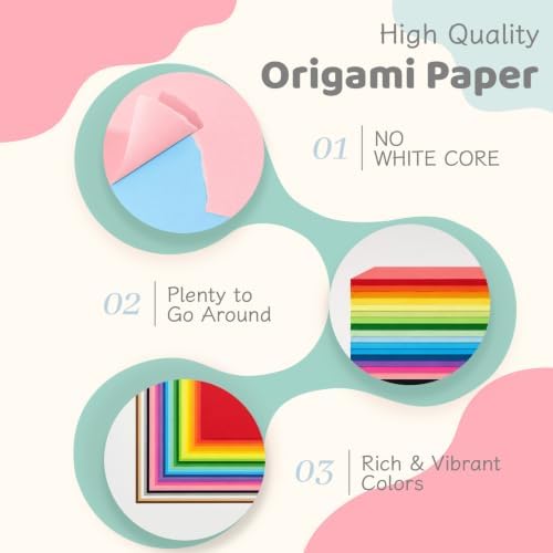 Origami Paper 300 Sheets, 27 Colors 6x6 Inch Double Sided Colored Paper | Square Paper for Kids Folding Crafts, DIY Arts, Scrapbooking, Classroom Projects and Creative Activities
