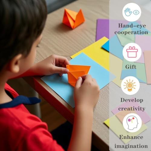 100 Sheets Origami Paper, 20x20 cm/8 Inch Large Origami Paper Double Sided(70gsm), 20 Colors, Perfect for Kids DIY School Arts Crafts Projects Children Adults