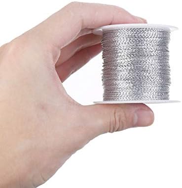 1mm Metallic Silver Cord String Non Stretch Thread for Jewelry Craft Making, Hang Tags, 100 Meters/ 109 Yards