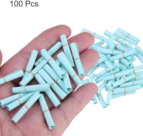 MECCANIXITY Mini Vintage Message Scrolls, 100pcs Valentine & Party Wish Paper Roll, Light Blue