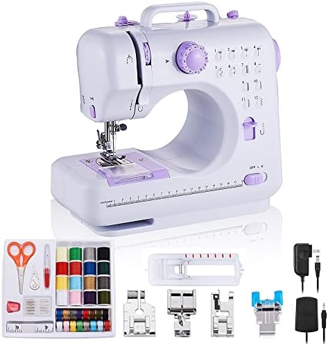 Rxmeili Portable 12-Stitch Sewing Machine, 42-Pc Sewing Kit for Beginners
