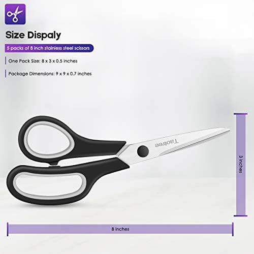 Scissors for Office, Taotree 8"Scissors All Purpose Bulk Set of 5-Pack