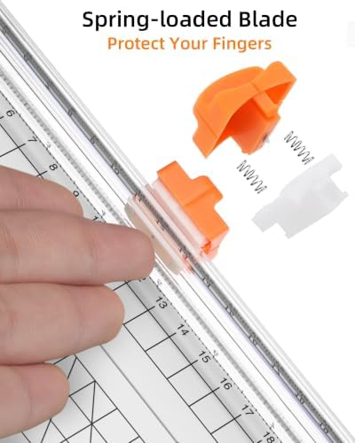 Firbon A5 Paper Cutter, Small Straight Paper Trimmer with Side Ruler | White Compact Design | Cuts Photo, Cardstock, Labels & Coupons | Portable Desktop Slicer | Scrapbooking & Craft Projects