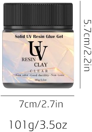 UV Clay Clear Polymer Resin for 3D Crafts, DIY Jewelry Making, Silicone Molds, UV Curing, Crystal Clear Casting, Miniature Art, and Handmade Resin Projects (3.5oz)