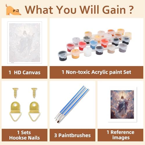 Reivworl Jesus Paint by Numbers Kit for Adults, Jesus Paint by Number for Adults, Painting by Number Kits for Gifts and Wall Decor 16x20Inch