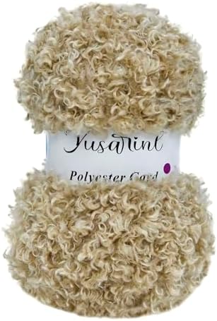(32 Colors Available) Yusarinl Teddy Bear Yarn,Fuzzy Yarn for Crochet Polyester Plush Fur for Crafts Fluffy Fuzzy for Knitting(3.35 oz, 40 yds)-Light Khaki