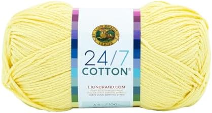 Lion Brand Yarn (1 Skein) 24/7 Cotton® Yarn, Lemon