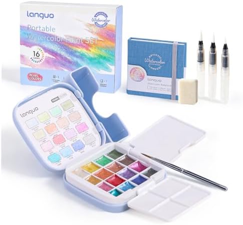 Mini Watercolor Paint Set 16 Colors, Travel Art Kit All-in-One