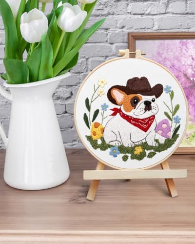 ERKOON Embroidery Kit for Beginners Adult French Bulldog Cross Stitch Set