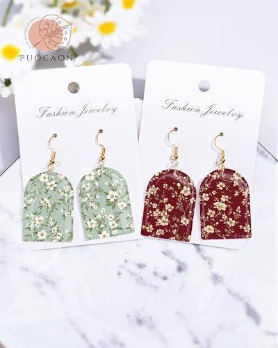Puocaon Vintage Floral Clay Transfer Paper - 18 Pcs Colorful Flower Art Design Transfer Sheets for Polymer Clay Flower Earrings Design Jewelry Making