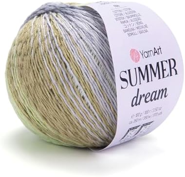 YarnArt Summer Dream Yarn 383 yd Fine Cotton Viscose, 70% Cotton 30% Viscose, Lightweight Knitting Yarn, Crochet Yarn for Summer Tops, Shawls, Cardigans, Baby Clothes & Accessories (4303, Pack of 1)