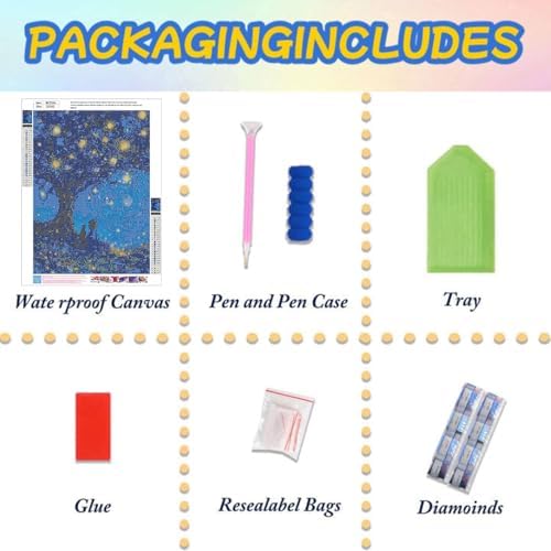 Lophomie Diamond Art Kits for Adults, 5D Starry Night Diamond Painting Kits