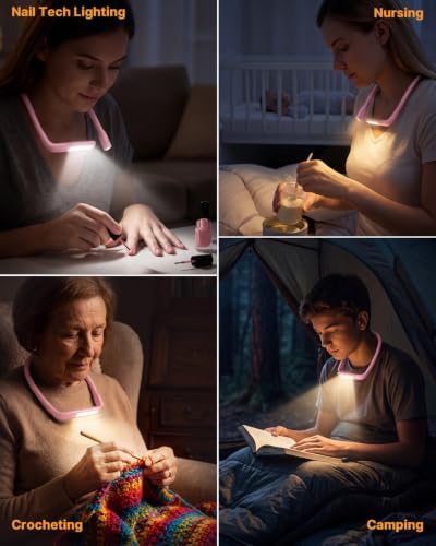 Neck Light with Storage Case, 3 Colors Dimmable Book Reading Light