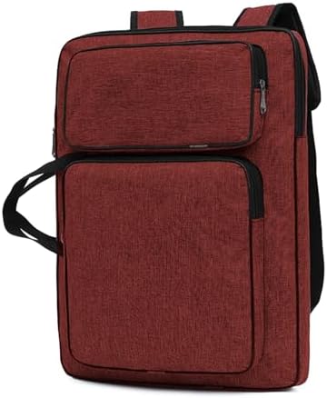 8K Artist Portfolio Carry Backpack Case Versatile Art Bags Waterproof Adjustable Drawing Board Backpack Art Storage Bags for Artworks Painting Drawing Sketching 19.7” x 14.6” x 2.4”(Red)