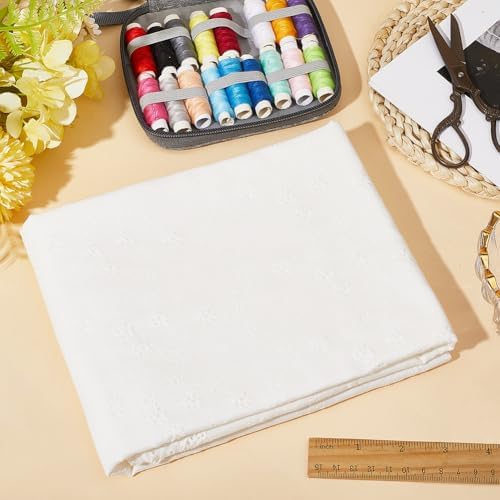 53.15 Inch White Floral Eyelet Fabric by The Yard for Sewing