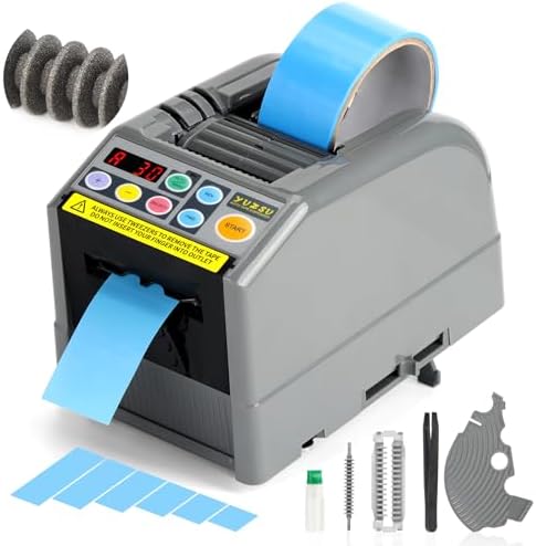 2026 Upgraded Ceramic Roller Tape Cutter Machine, Semi-Automatic Tape Dispenser (6-60mm Width, 5-999mm Length) for Shipping, Office, Craft & Home