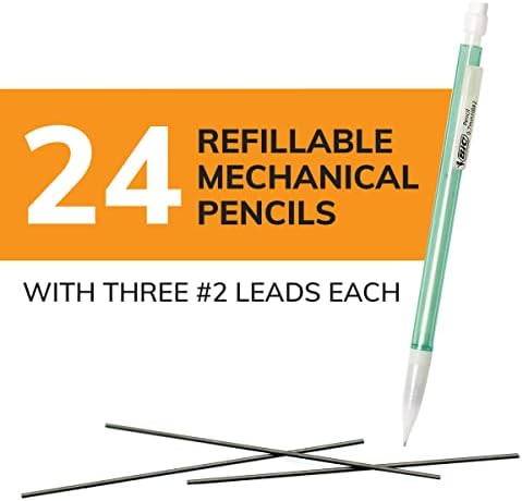 BIC Xtra-Sparkle Number 2 Mechanical Pencils With Erasers, Medium Point (0.7mm), Mechanical Pencils for School Supplies, 24 Count (Pack of 2)