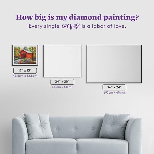 DIAMOND ART CLUB Red Covered Bridge Diamond Art Kits for Adults