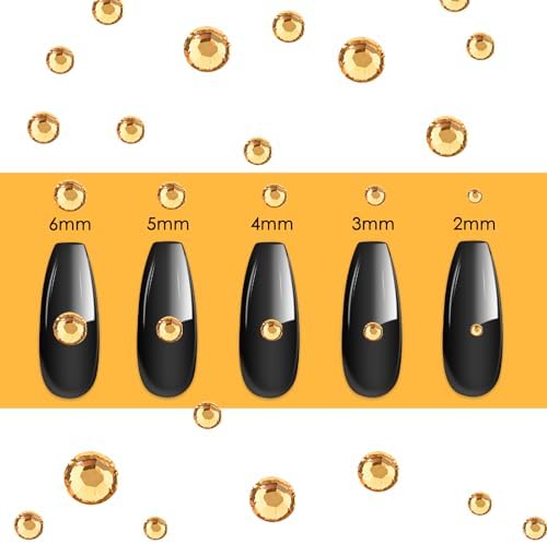 Canvalite 3348Pcs Gold Rhinestones Flatback Gems, Nail Rhinestones Nail Art Gems with Jewelry Glues, Pick Up Tweezers and Rhinestone Picker Dotting Pen, Nail Art Tools for Nails, Clothes, Face, Craft