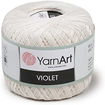 Yarn Art 1 Skein YarnArt Violet,100 Mercerized Cotton Yarn Threads Crochet Lace Hand Knitting Yarn Embroidery Arts Crafts (Beige 6194)