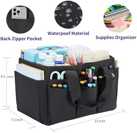 Craft Organizer Tote Bag, Art Storage Caddy with Multiple Pockets