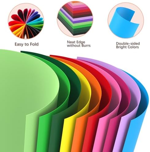 100 Sheets Colored Cardstock, 20 Assorted Colors Card Stock Paper, 180gsm/65lb Card Stock Colored Paper, Colored Scrapbook Paper for Crafting, Christmas DIY Card Making, Scrapbooking
