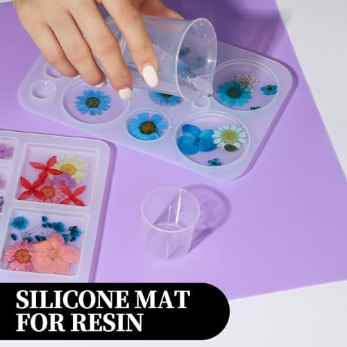LEOBRO Silicone Mat for Resin Molds, 3 PCS Silicone Mats for Epoxy Resin, UV Resin, Play Dough Mat, Clay Mat, Nonstick Silicone Sheets Pads for DIY Arts and Crafts, Pink & Purple & Blue, 15.7”x 11.7”