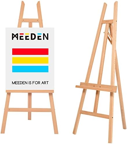 MEEDEN Art Easel Stand for Display - Adjustable Beech Wood Floor Easels for Painting, Holding Canvas up to 60", Ideal for Artist, Adults Painting Canvas, Drawing, Signs - Middle