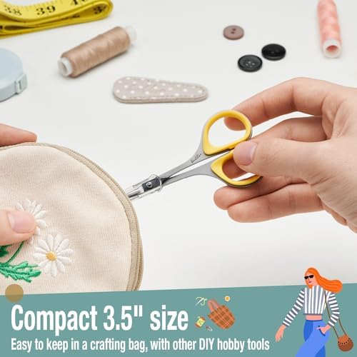 Beaditive Sewing and Embroidery Scissors Set (2 pcs) Curved and Straight, Sharp, Stainless-Steel Design | Precision Tips, Ergonomic Rubber Handle Grip | Small, Compact DIY Use (Extra Sharp)
