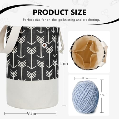 TOGETRUE Yarn Bag, Knitting Crochet Bag, Portable Yarn Storage Bags Organizer for Crocheting Project,Store Skein Ball, Short Knitting Needle (Large,Black)