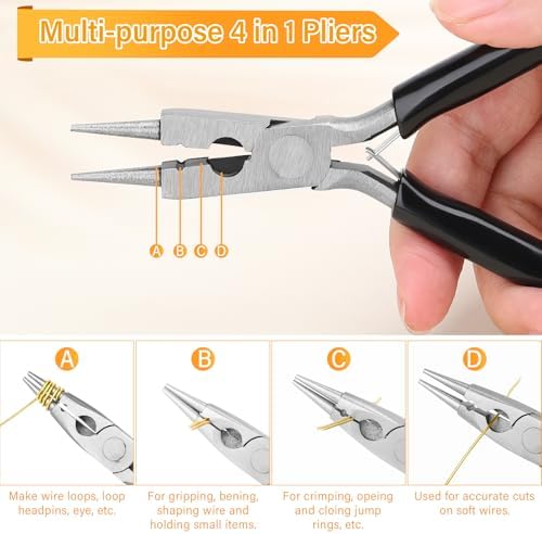 Modacraft 20 Gauge Gold Jewelry Wire & 4-in-1 Pliers Kit - 82FT Tarnish Resistant Copper Craft Wire (0.8mm) for Wire Wrapping, DIY Jewelry Making, Christmas Ornaments & Holiday Decorations