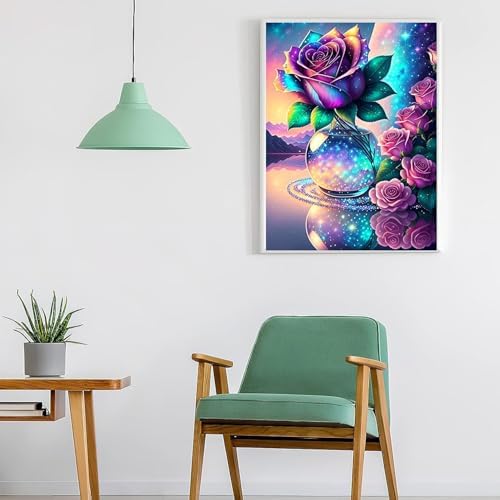 Diamond Art Kits for Adults,Rose Diamond Painting Kits for Adult 12 x 16in