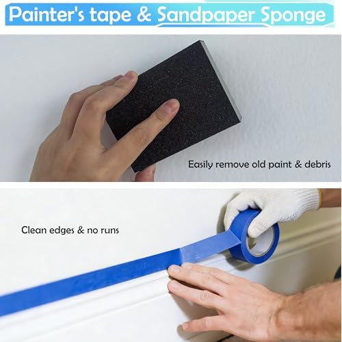 23Pcs Upgraded Paint Roller Kit - 9"&4" Frames, 4x9"/4x4" Microfiber Covers, Paint Tray with 4 Liners, Roller Cleaner & Complete Painting Supplies for House Wall Painting