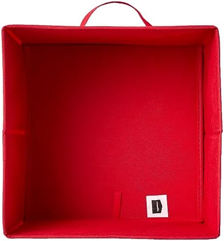 Amazon Basics Collapsible Fabric Storage Bins with Handles, Cube Organizer, Home Organization, 10.5"x10.5"x11", Red, 6-Pack