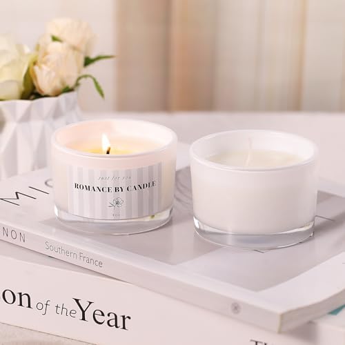12 Pcs 4 oz White Glass Candle Jars with Lids& Labels for Candle Making