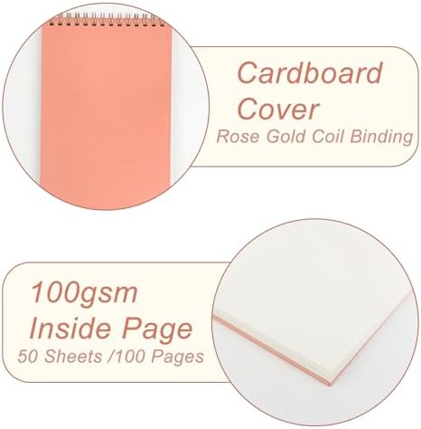 DSTELIN Upright Sketch Coil Notebooks, 2-Pack (Pink & Green), 7.5 x 5.1 Inches, Hardcover with 1150GSM Cardstock, 100 Pages / 50 Sheets, 100GSM Paper