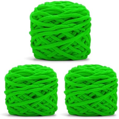 Dark Green Chunky Chenille Yarn, #6 Super Bulky, 10.5 oz/216 Yards